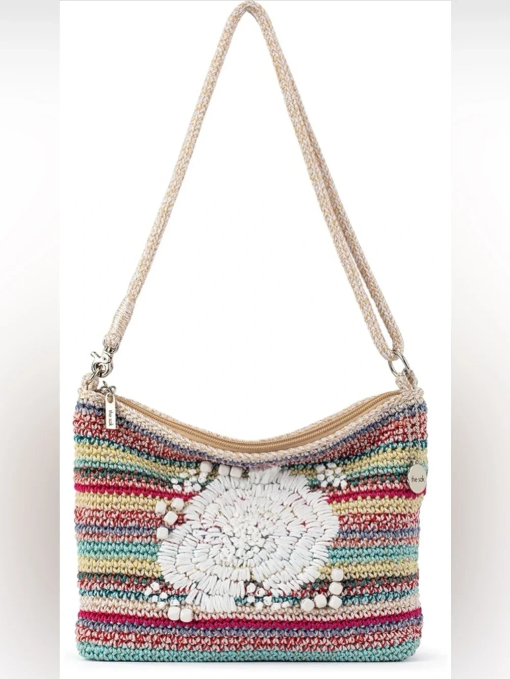 Sak Lumi Convertible Multi Colored Crossbody Bag hand-crocheted exterior NWT